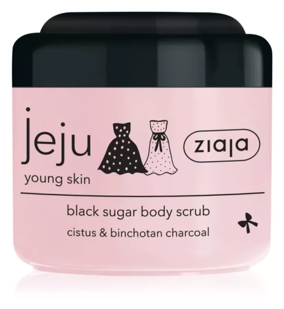 černý cukrový tělový peeling, Ziaja Jeju Young Skin, 165 Kč