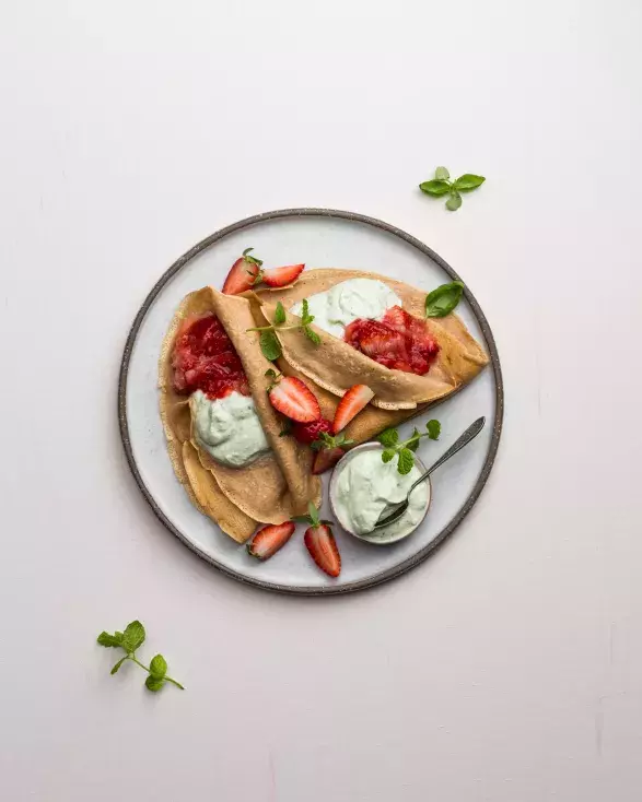 Palačinky s tvarohem a jahodami 