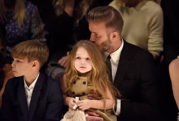 Romeo Beckham, Harper Beckham and David Beckham