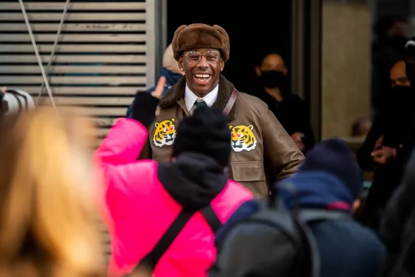 Tyler, The Creator is seen outside Louis Vuitton during Paris Fashion Week