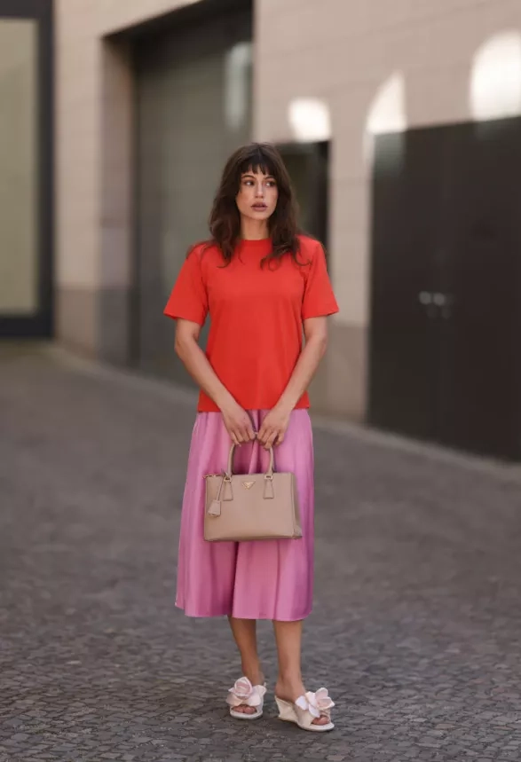 Růžová midi skirt