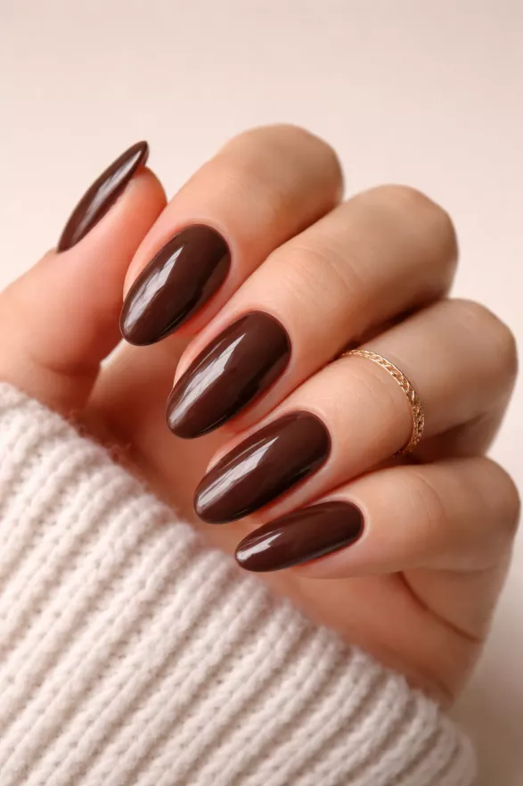 Čokoládově hnědé nehty Čokoládově hnědé nehty