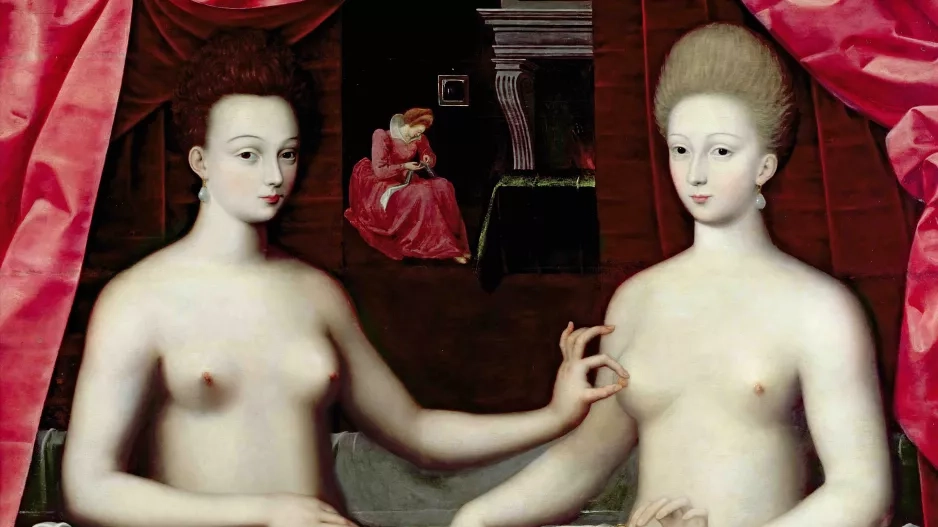Gabrielle d'Estrées and one of her sisters, duchesse de Villars. Artist: Master of the School of Fontainebleau