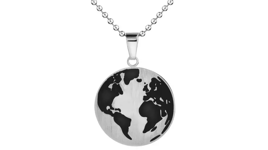 Náhrdelník z ušlechtilé oceli - mapa světa