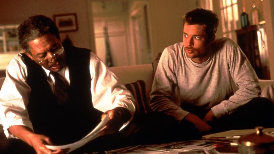 Morgan Freeman a Brad Pitt ve snímku Sedm z roku 1995 Morgan Freeman a Brad Pitt ve snímku Sedm z roku 1995