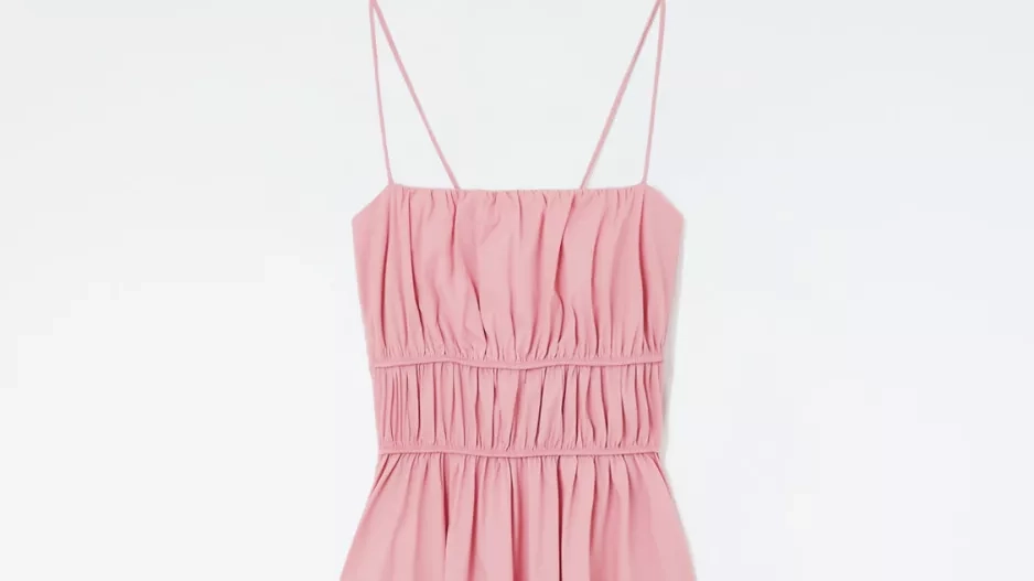 COS GATHERED-WAIST MIDI DRESS