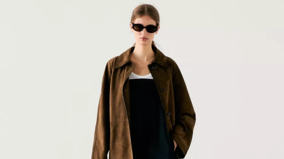 Semišový kožený trenchcoat Semišový kožený trenchcoat