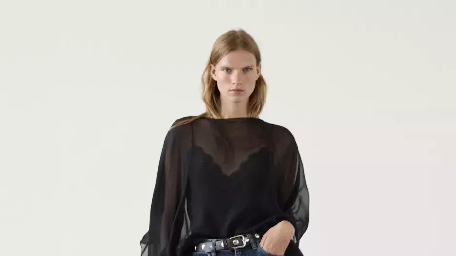 Poloprůhledná hedvábná pelerína, Massimo Duti