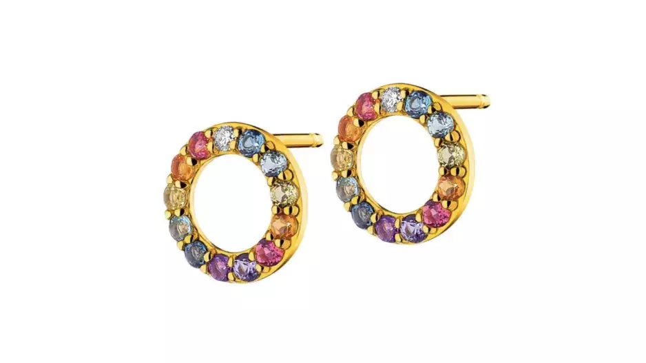 Zlaté náušnice s brilianty, drahokamy a ozdobnými kameny Zlaté náušnice s brilianty, drahokamy a ozdobnými kameny