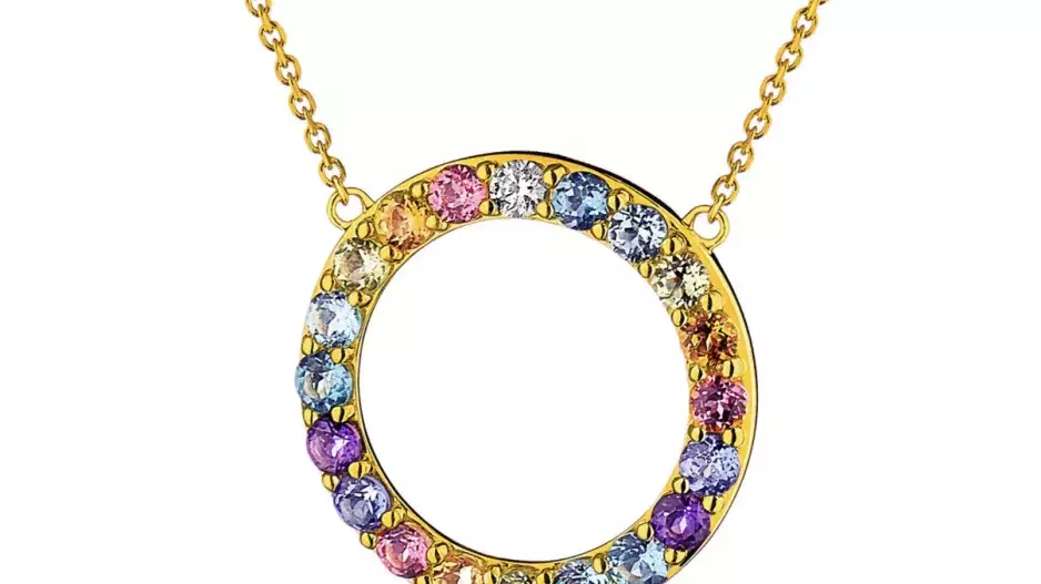 Zlatý náhrdelník s briliantem, drahokamy a ozdobnými kameny - 220.122 Zlatý náhrdelník s briliantem, drahokamy a ozdobnými kameny - 220.122