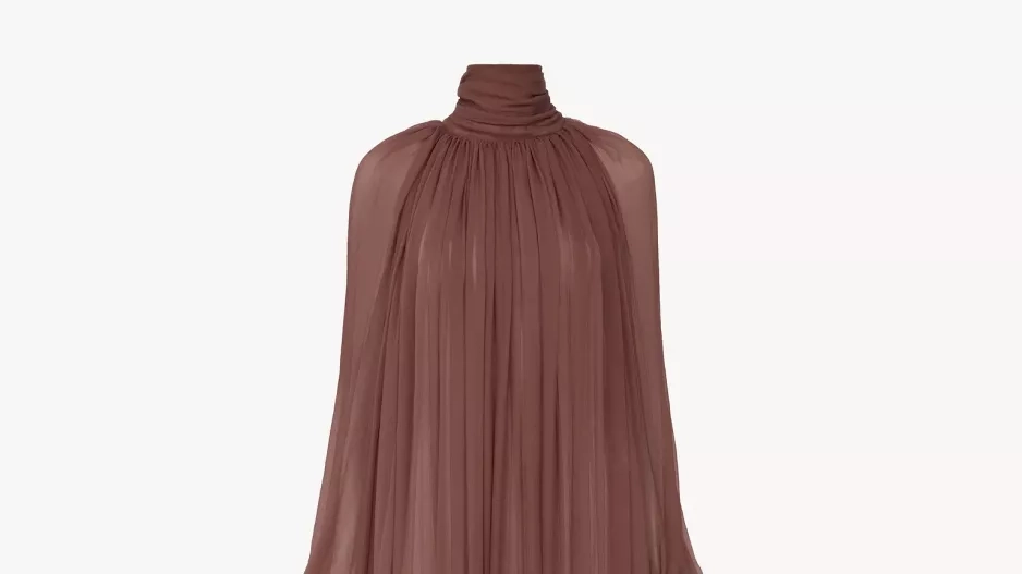 Dlouhé šaty z hedvábného mušelínu