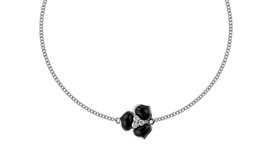 Náramek vyrobený z 18kt bílého zlata s diamanty a onyxem Náramek vyrobený z 18kt bílého zlata s diamanty a onyxem