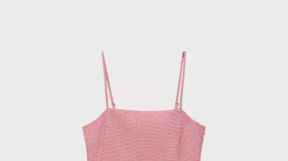 Top na ramínka s gingham vzorem matching ke kalhotám Top na ramínka s gingham vzorem matching ke kalhotám