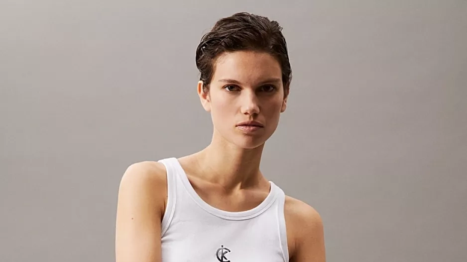 Bílý tank top s logem