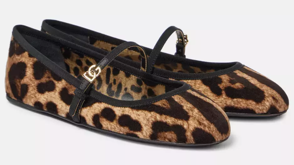 Leopardí sametové baleríny Mary Jane, Dolce&Gabbana