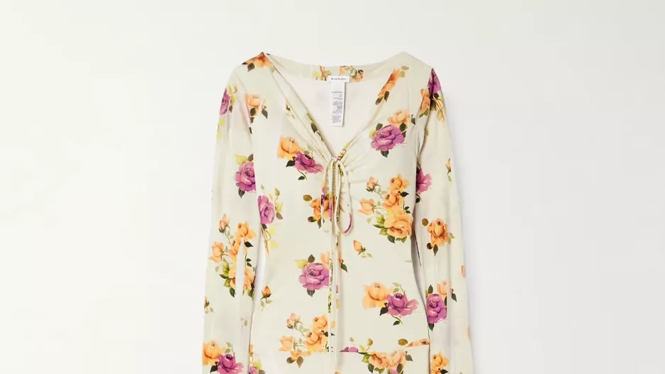 Asymetrické šaty z krepu s květinovým potiskem Asymetrické šaty z krepu s květinovým potiskem