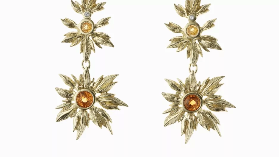 Náušnice Lumo plameny s kamenem velké, Janja Prokić