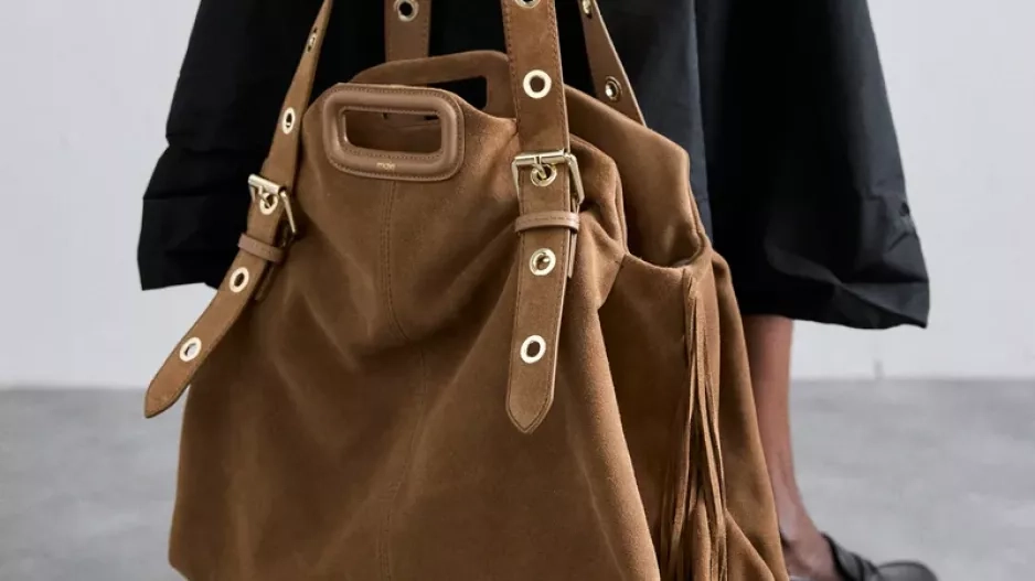 Světle hnědá semišová maxi kabelka