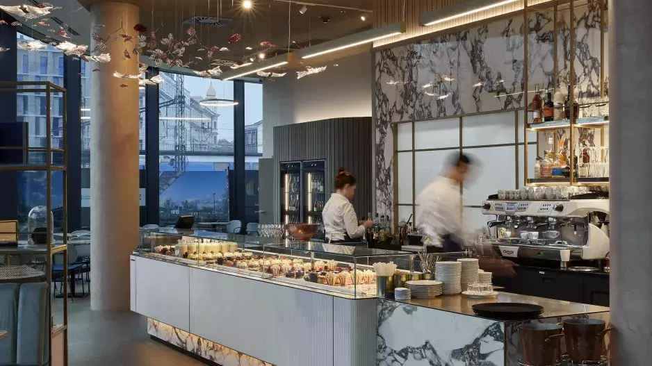 Interiér kavárny Ivety Fabešové