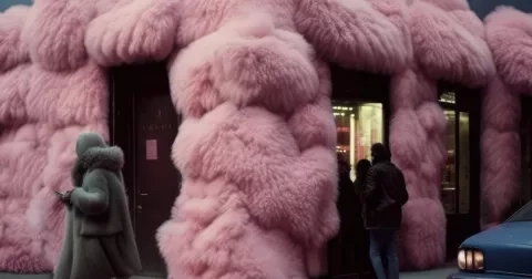 Digitální umělec Andrés Reisinger obaluje domy do růžové cukrové vaty