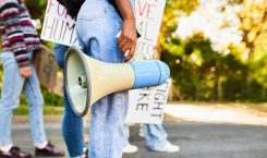 young woman with a megaphone